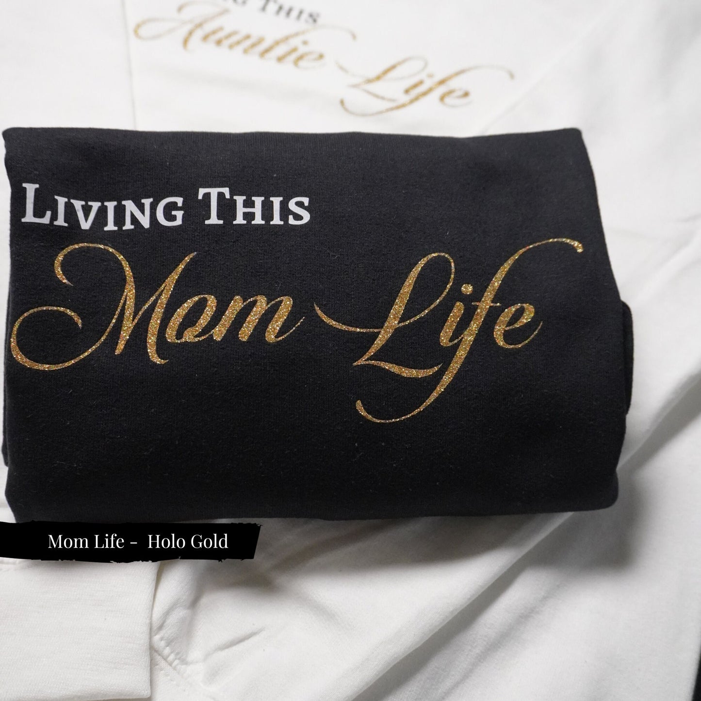 Chic Mom Sweatshirt - Comfy & Stylish Motherhood Statement Top with Gold Glitter Text