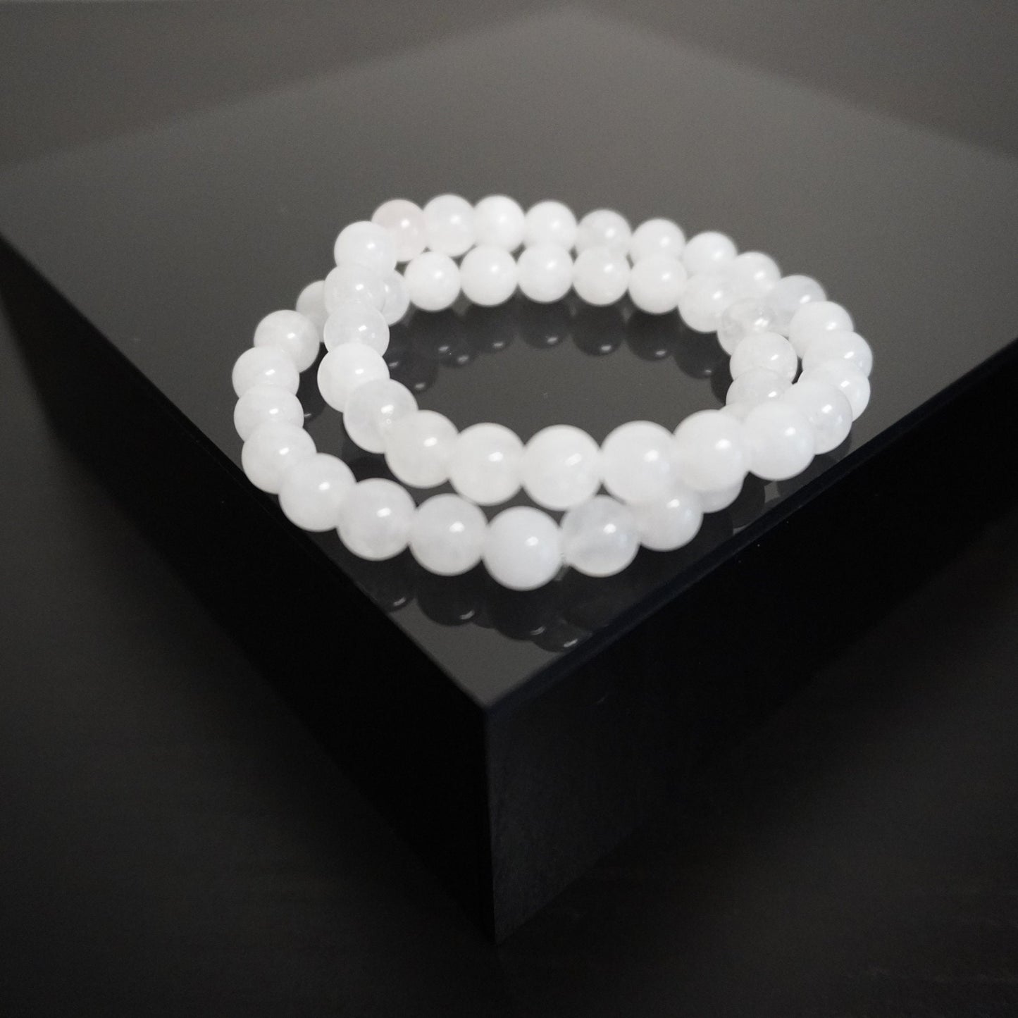 Elegant Snow Quartz Bead Bracelet - Handcrafted Energy Stone Jewelry for Serenity and Style