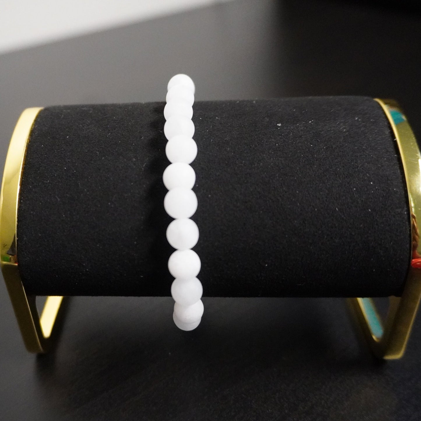 Handcrafted Matte Snow Quartz Beaded Bracelet: Elegant Gemstone Jewelry