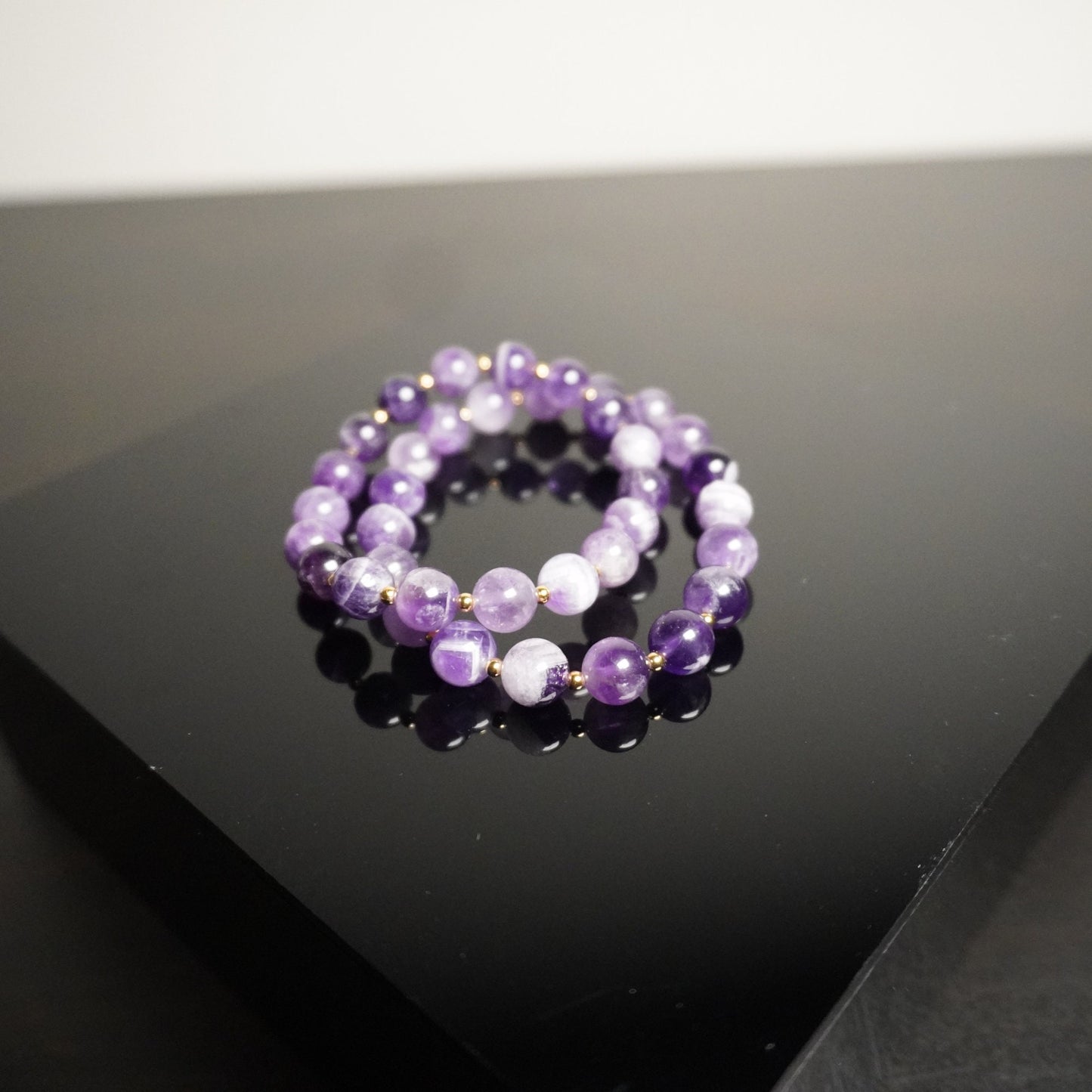 Amethyst Beaded Bracelet Set: Matching Mother Daughter Jewelry