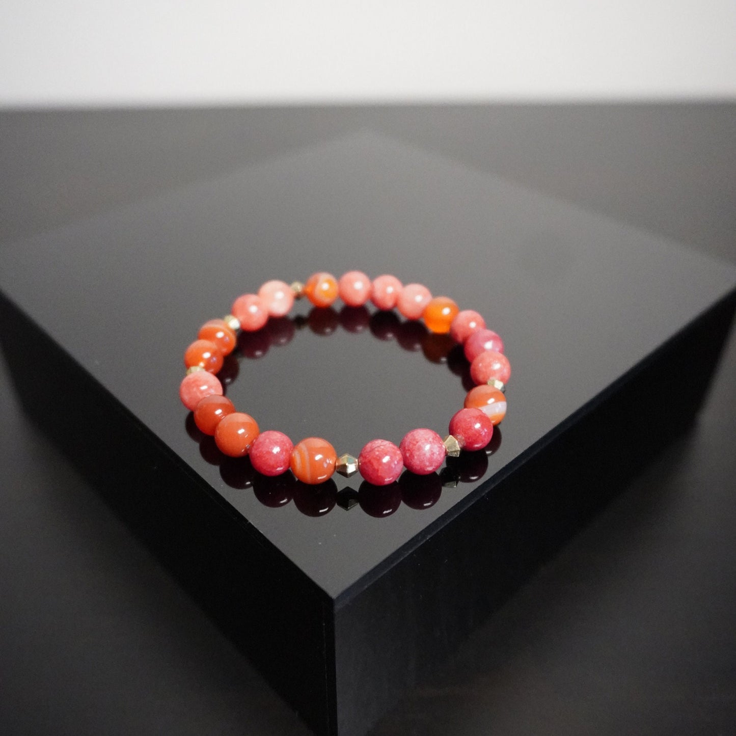 Handcrafted Pink Beaded Bracelet: Textured Accent Jewelry