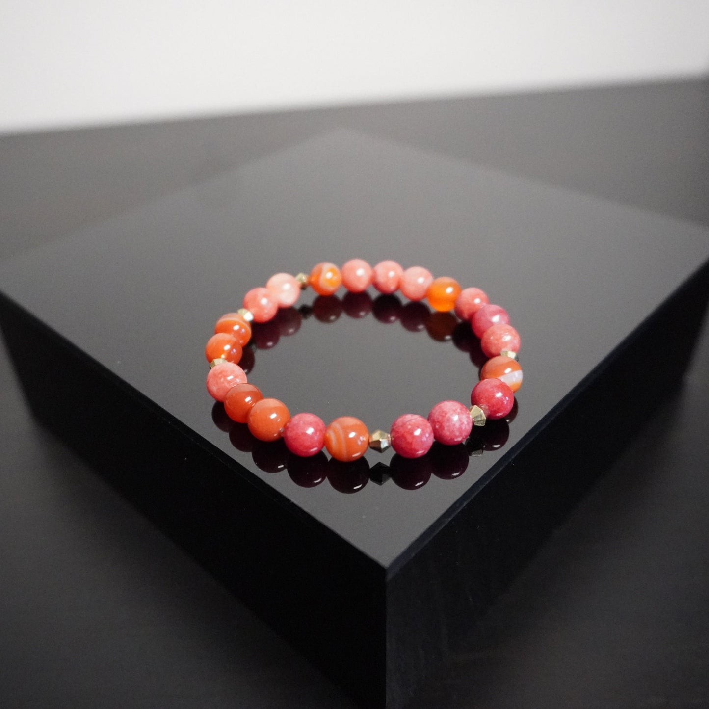 Handcrafted Pink Beaded Bracelet: Textured Accent Jewelry