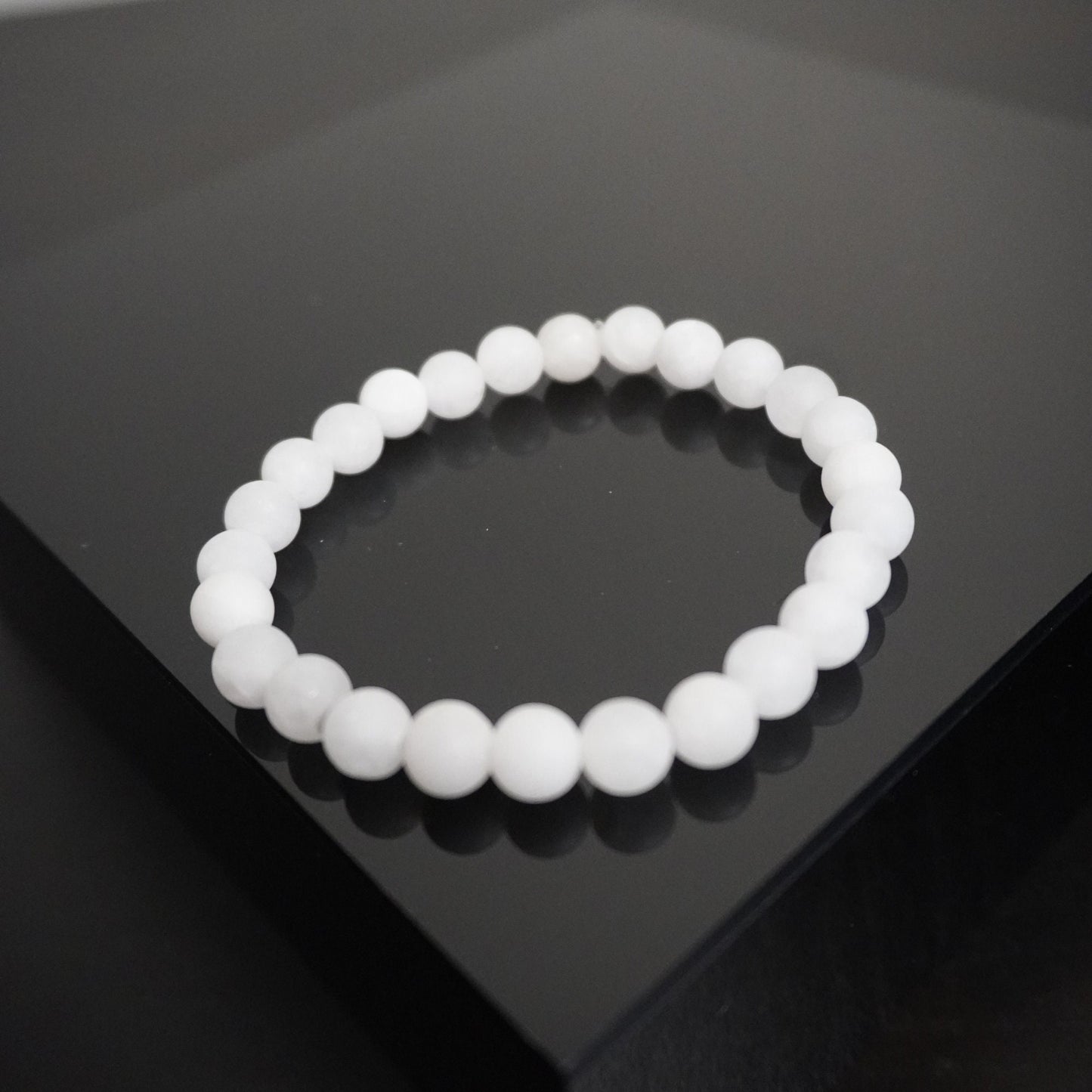 Handcrafted Matte Snow Quartz Beaded Bracelet: Elegant Gemstone Jewelry