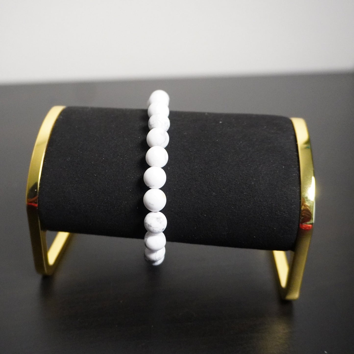 Howlite Beaded Bracelet - Elegant Matte White Handmade Jewelry, Unique Gemstone Accessory for Gift & Self-Care