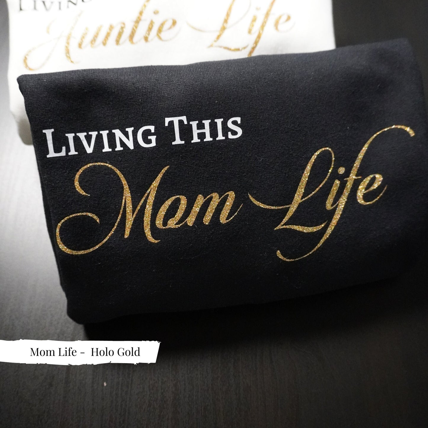 Fashionable Auntie - Chic Auntie Life Sweatshirt - Cozy Glitter Gold Lettering - Trendy Aunt Gift