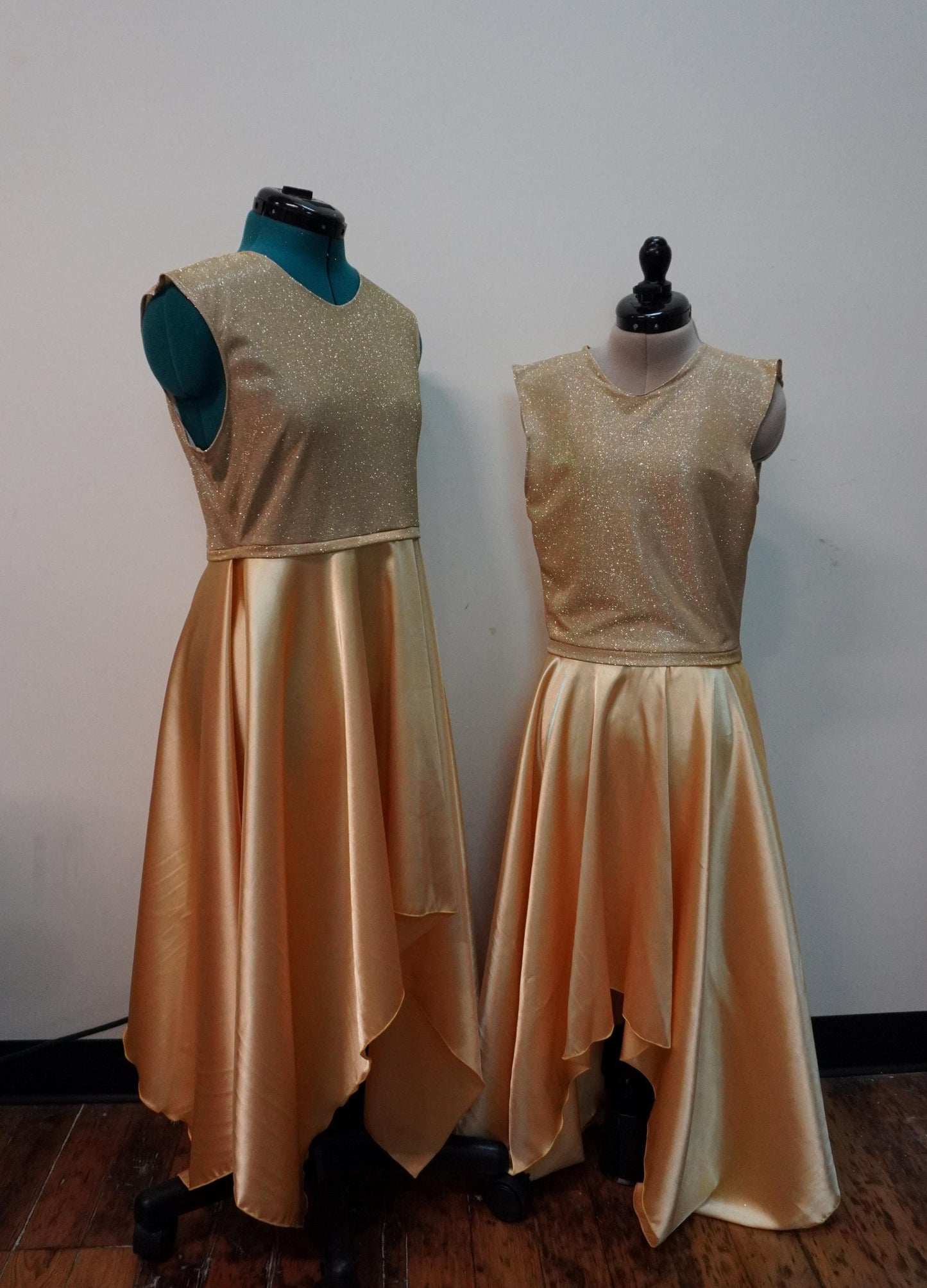 Glitter Liturgical Dance Tunic: Flowing Handkerchief Hem, Custom Colors (Adult XL - 4XL)