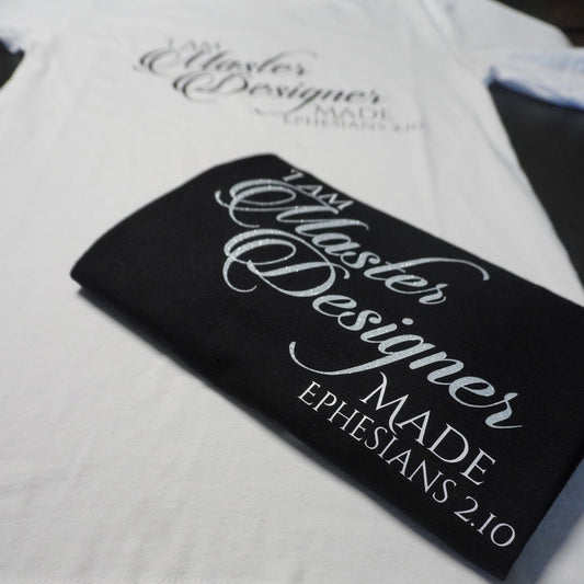 I Am Master Designer Made Shirt  Ephesians 2:10 Christian Tee  Faith-Based Shirt  Bible Verse Shirt  Made to Order - Glitter Text