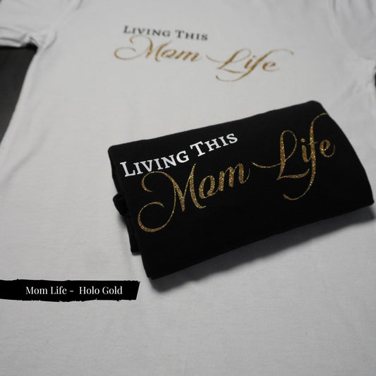 Chic Mom Life Tee: Glitter Gold Lettering, Comfy Motherhood Shirt