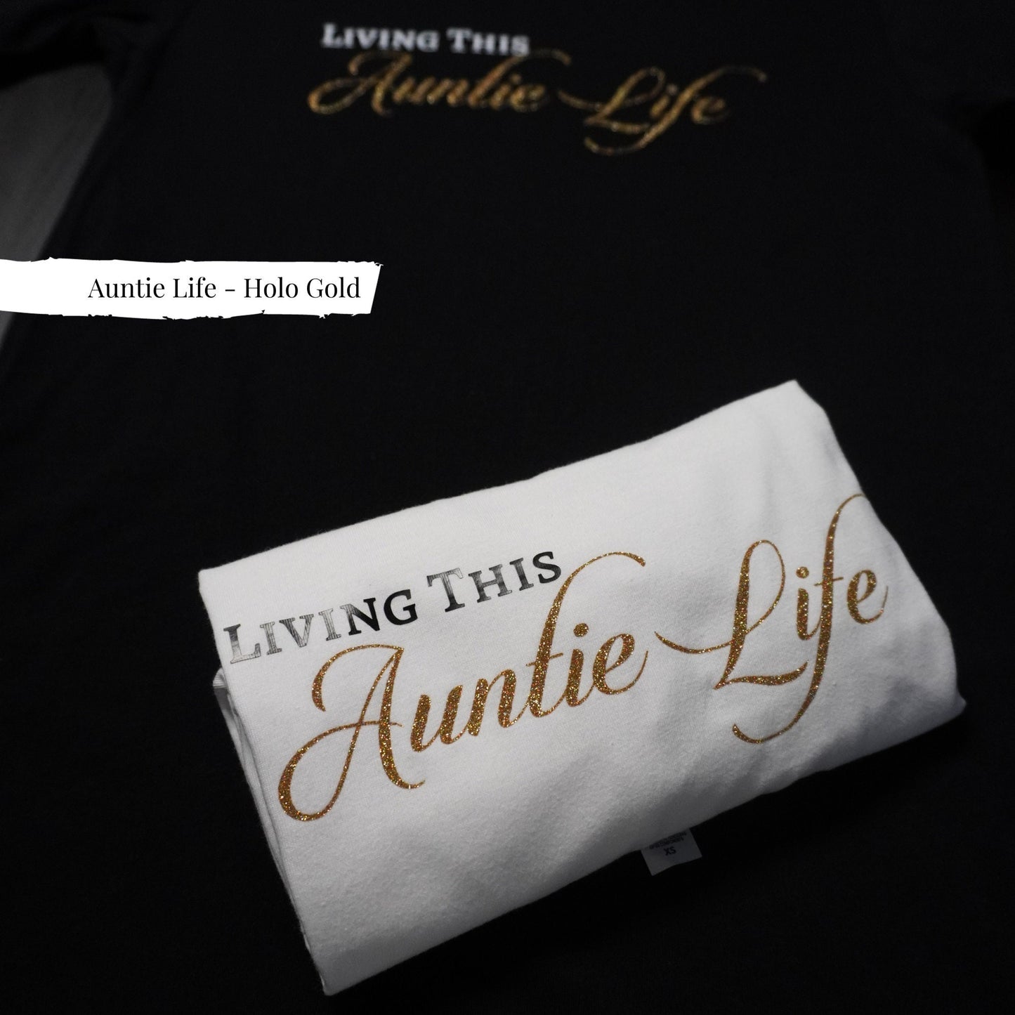 Chic Auntie Shirt: Glitter Gold Lettering, Trendy Aunt Tee