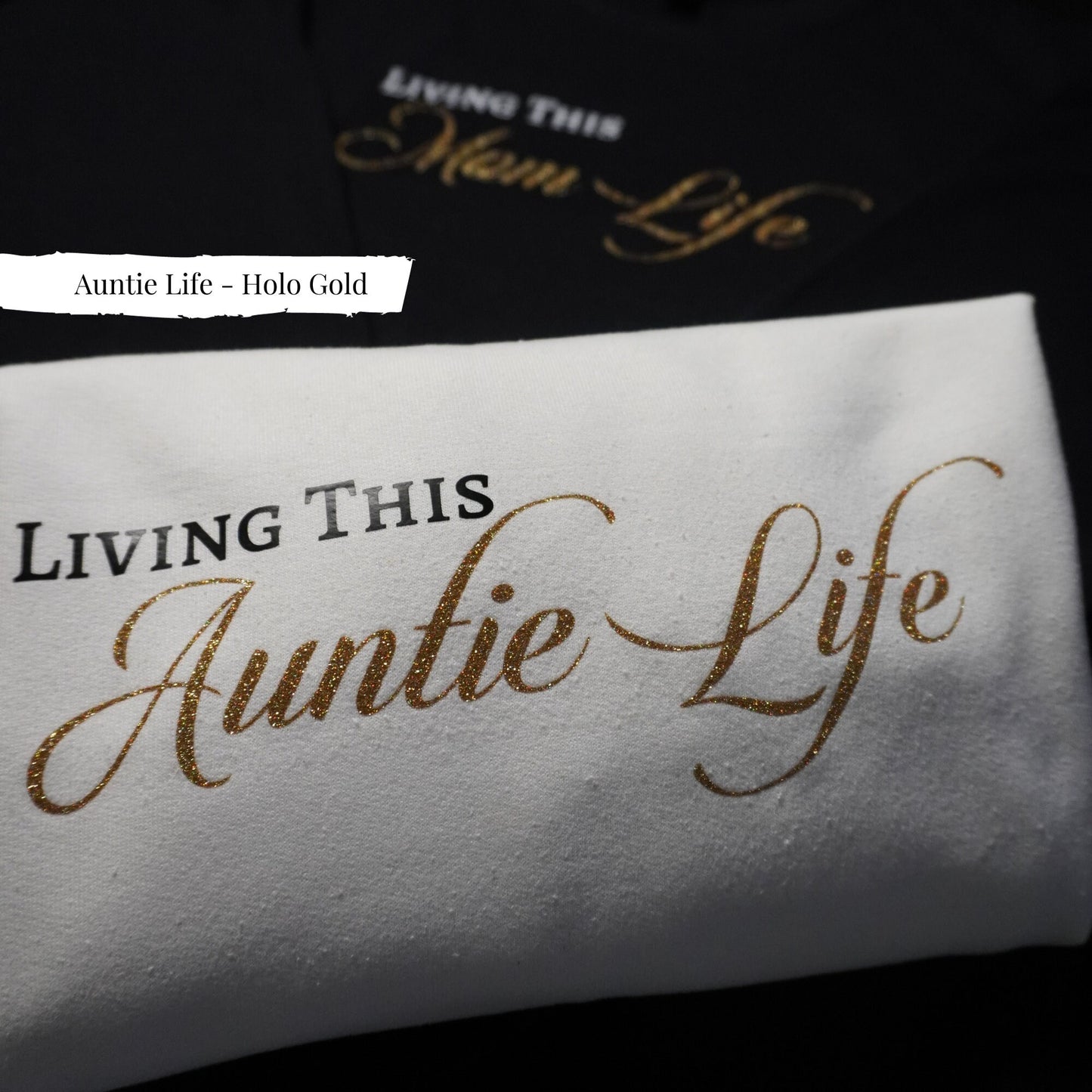 Chic Mom Sweatshirt - Comfy & Stylish Motherhood Statement Top with Gold Glitter Text