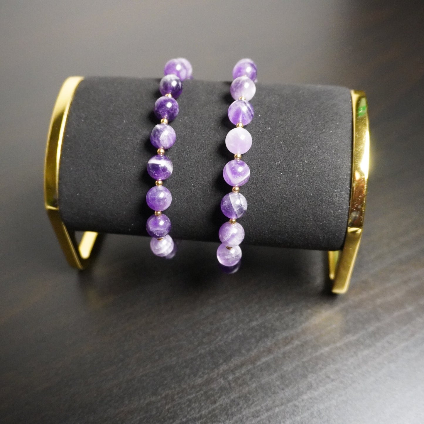 Amethyst Beaded Bracelet Set: Matching Mother Daughter Jewelry