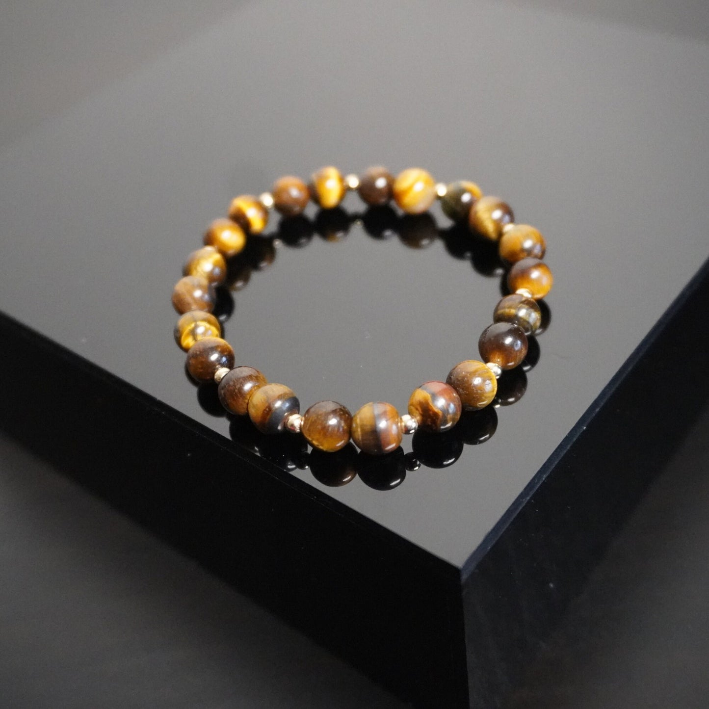 Fashionable Gemstone - Handcrafted Tiger's Eye Bracelet with Gold Filled Beads - Elegant Gemstone Jewelry