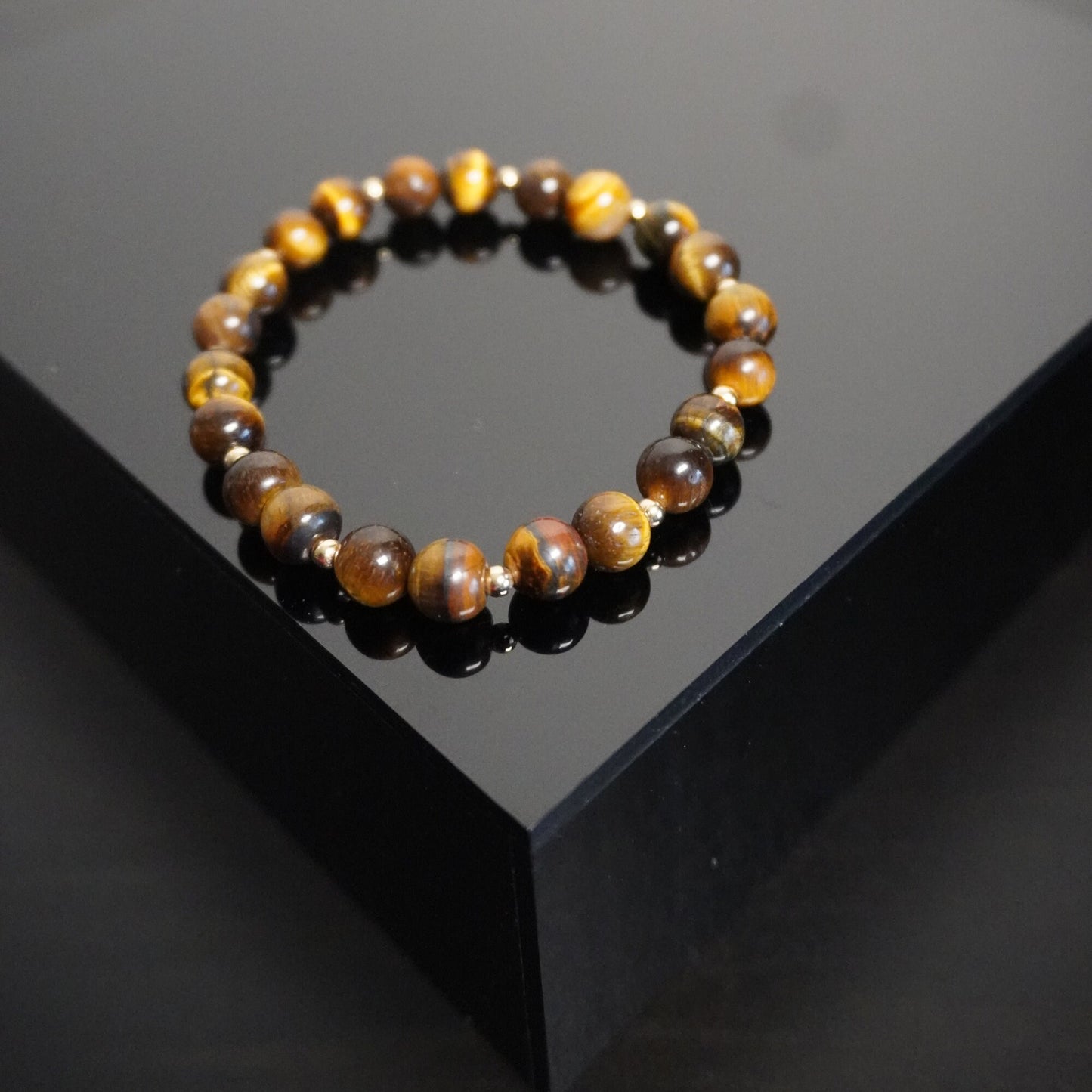 Fashionable Gemstone - Handcrafted Tiger's Eye Bracelet with Gold Filled Beads - Elegant Gemstone Jewelry