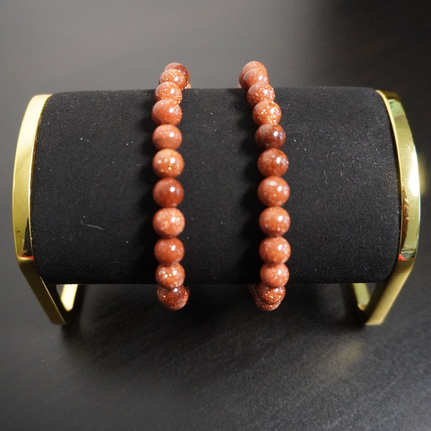 Handcrafted Goldstone Beaded Bracelet: Shimmering Elegant Jewelry