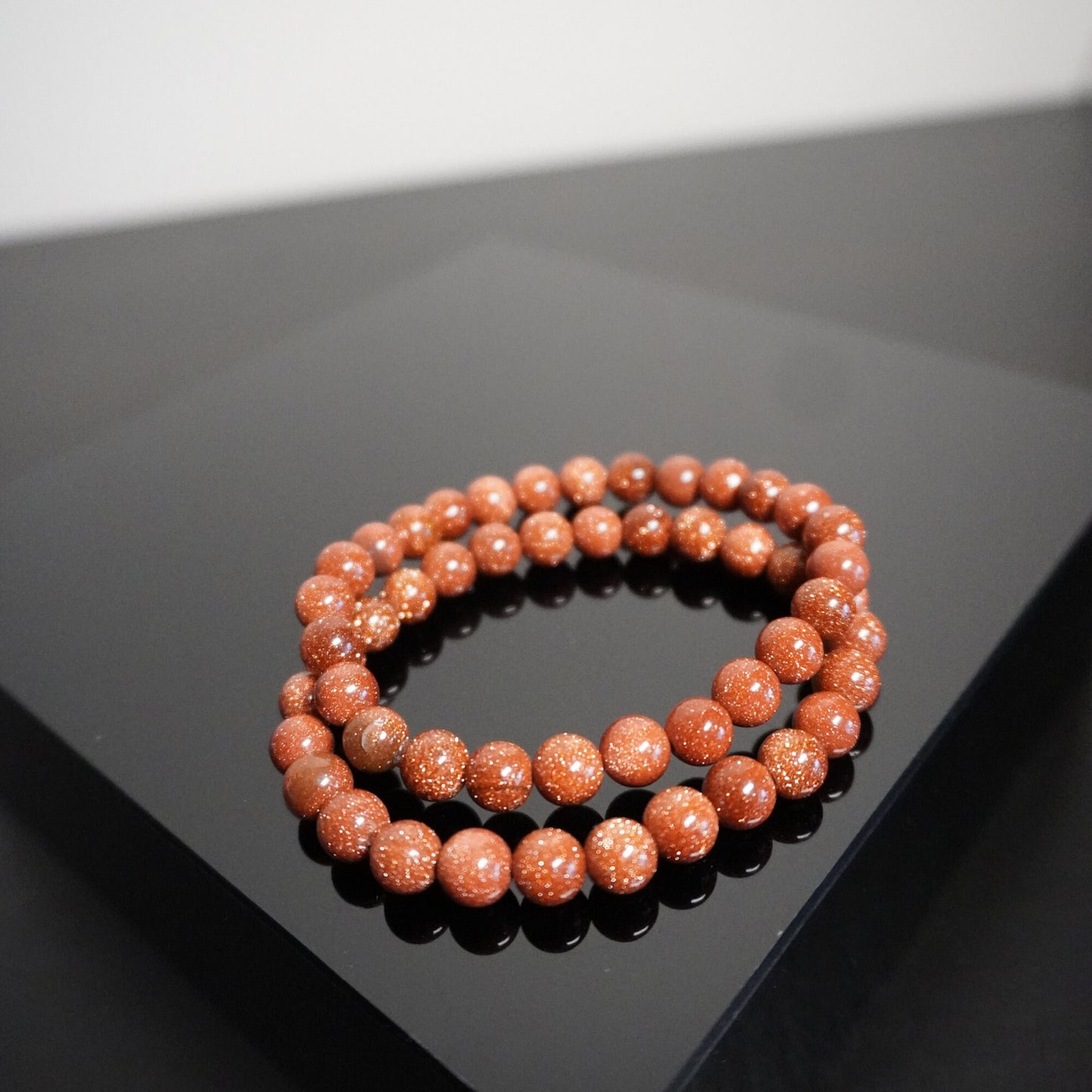 Handcrafted Goldstone Beaded Bracelet: Shimmering Elegant Jewelry