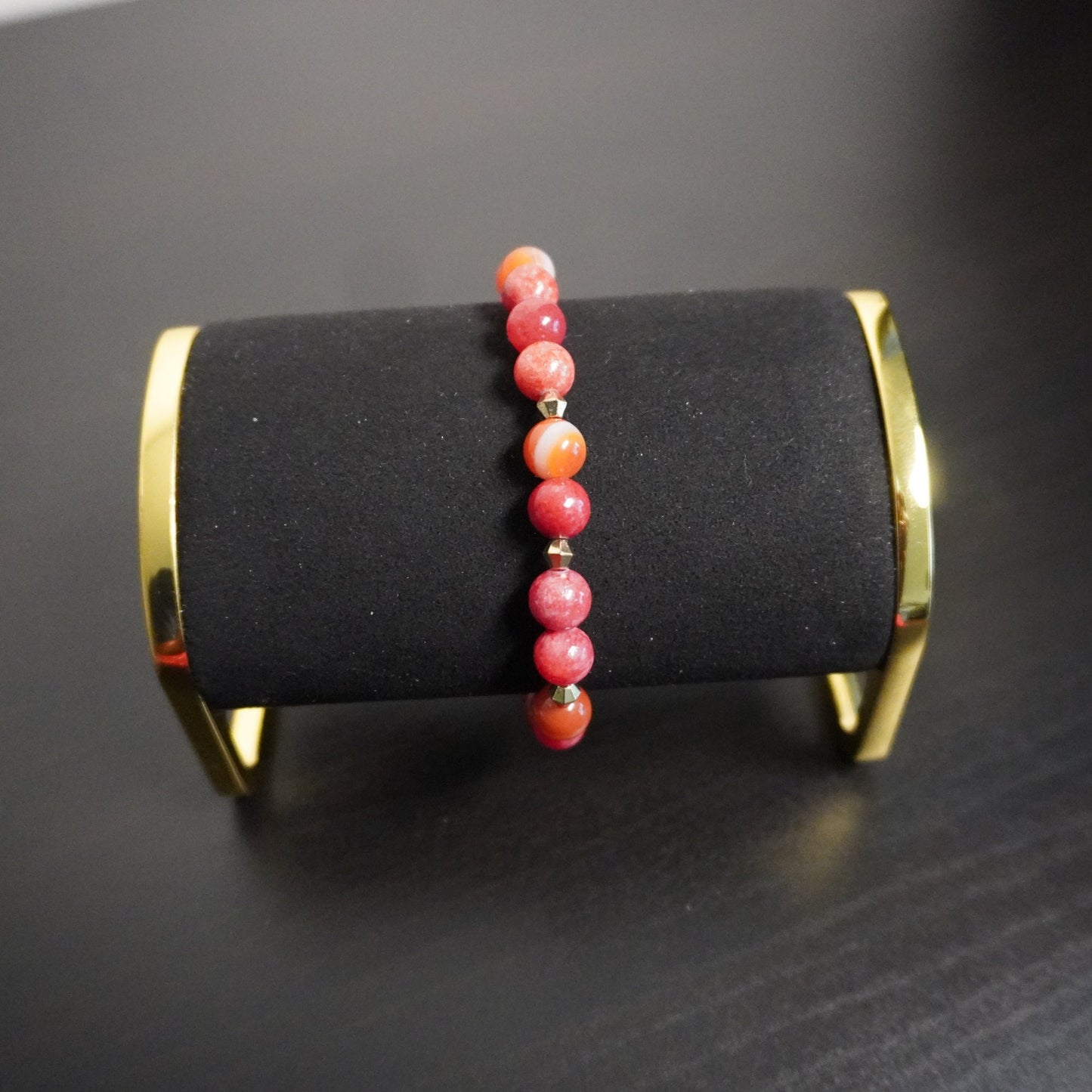 Handcrafted Pink Beaded Bracelet: Textured Accent Jewelry