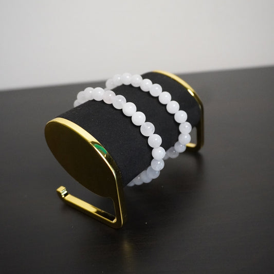 Elegant Snow Quartz Bead Bracelet - Handcrafted Energy Stone Jewelry for Serenity and Style