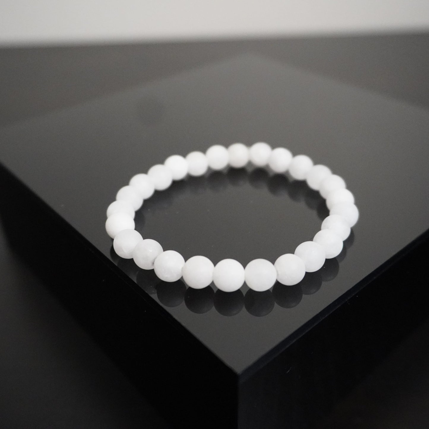 Handcrafted Matte Snow Quartz Beaded Bracelet: Elegant Gemstone Jewelry