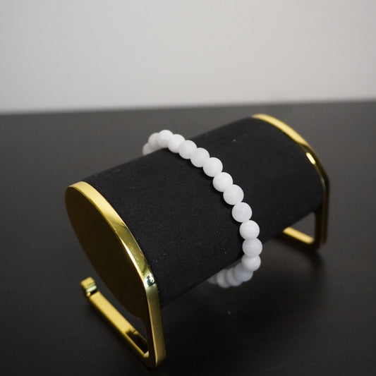 Handcrafted Matte Snow Quartz Beaded Bracelet: Elegant Gemstone Jewelry