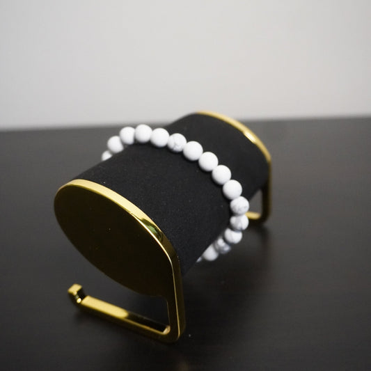 Howlite Beaded Bracelet - Elegant Matte White Handmade Jewelry, Unique Gemstone Accessory for Gift & Self-Care