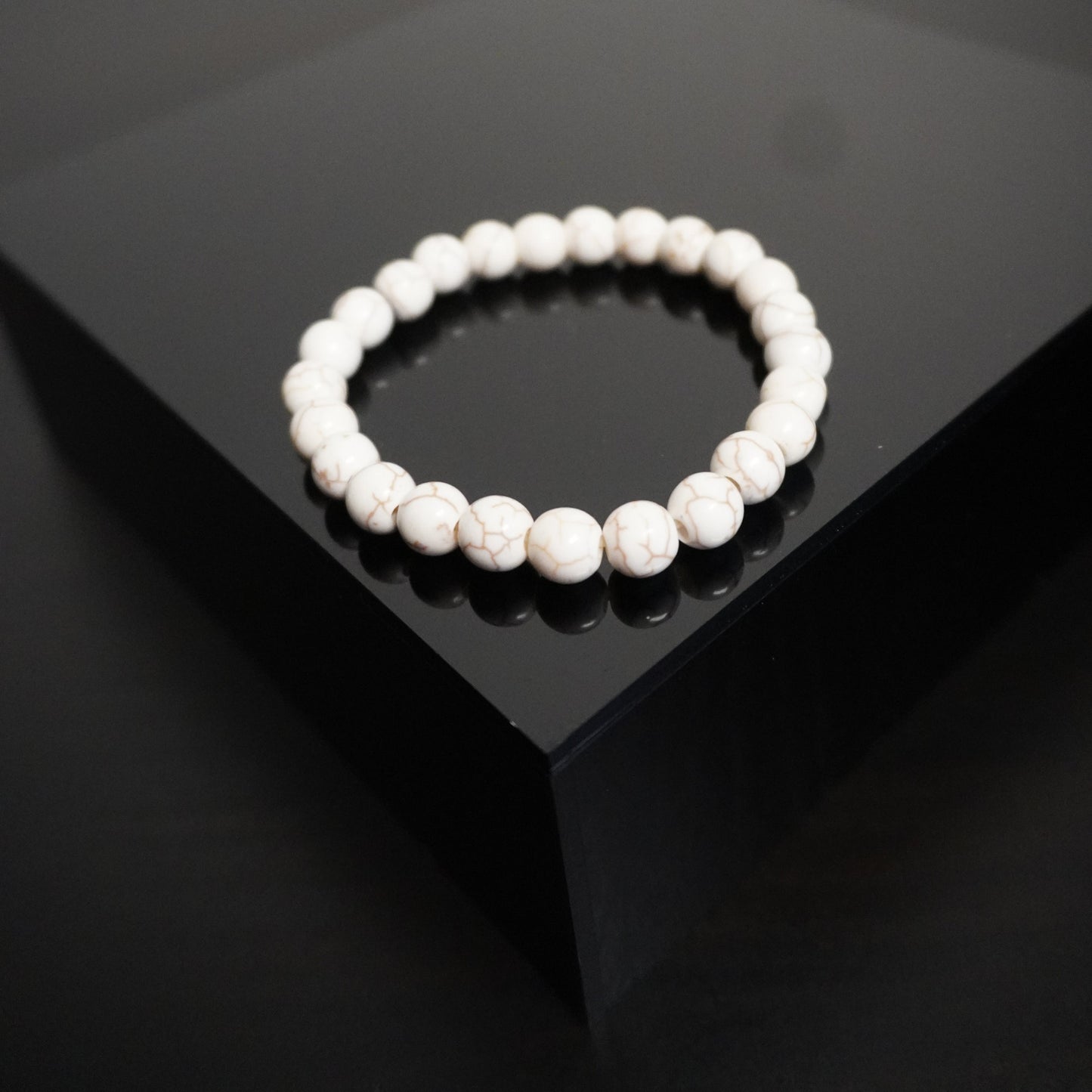 Handcrafted White Beaded Bracelet: Gold Accent Jewelry