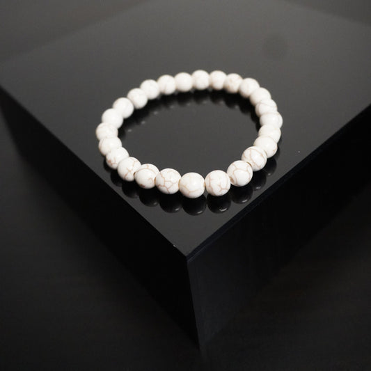 Handmade White Beaded Bracelet with Gold Accents - Elegant Chic Jewelry