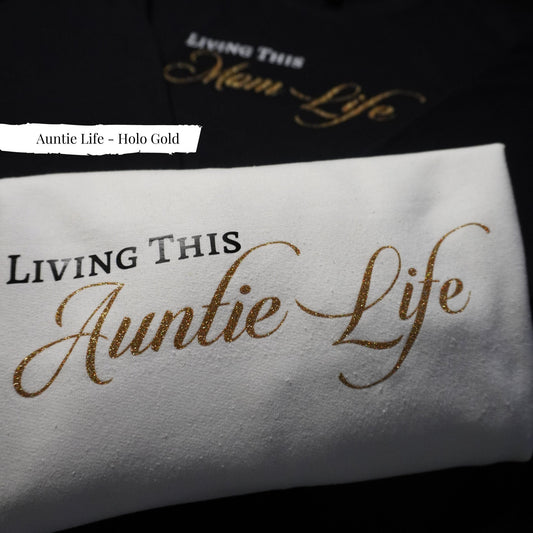 Fashionable Auntie - Chic Auntie Life Sweatshirt - Cozy Glitter Gold Lettering - Trendy Aunt Gift