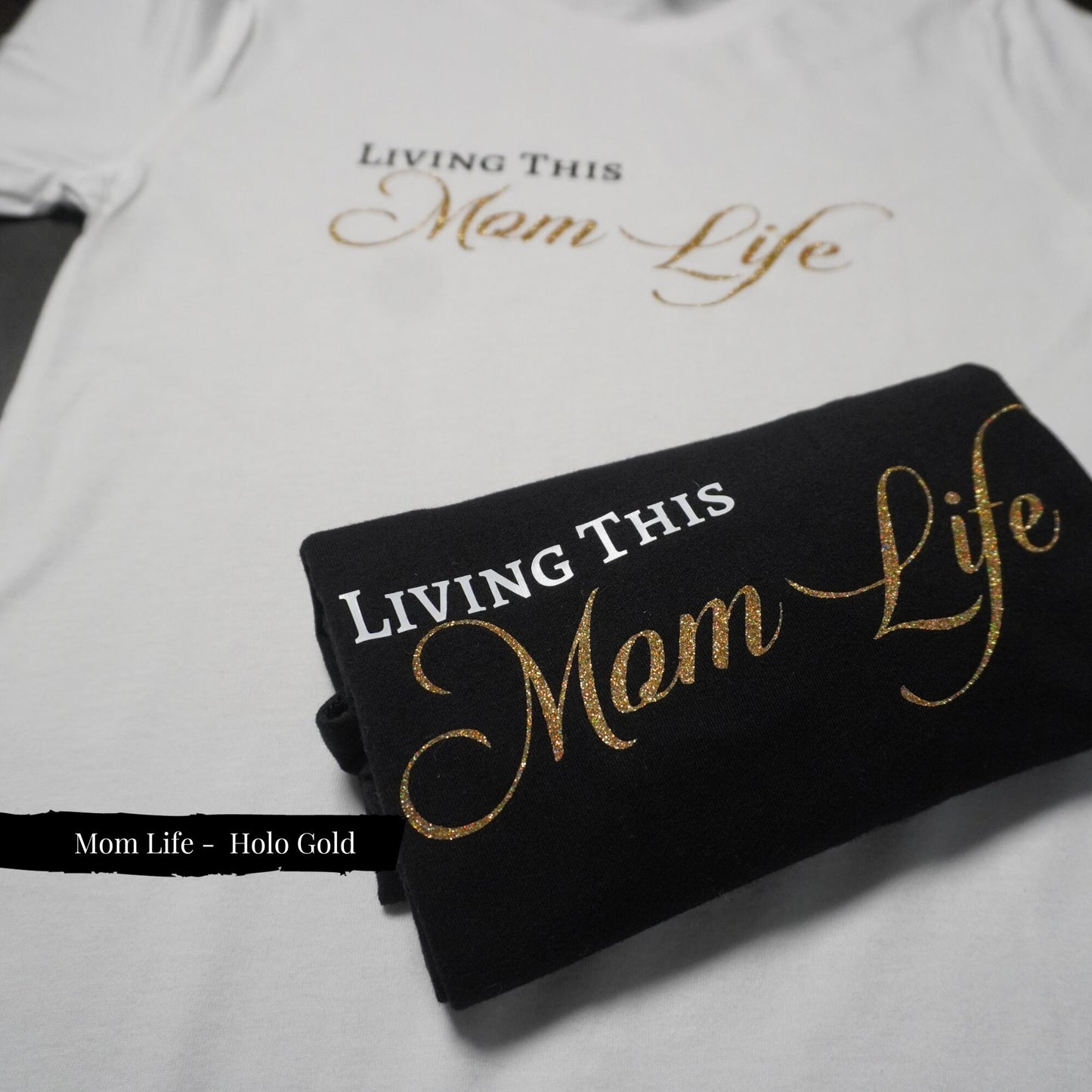 Chic Mom Life Tee: Glitter Gold Lettering, Comfy Motherhood Shirt
