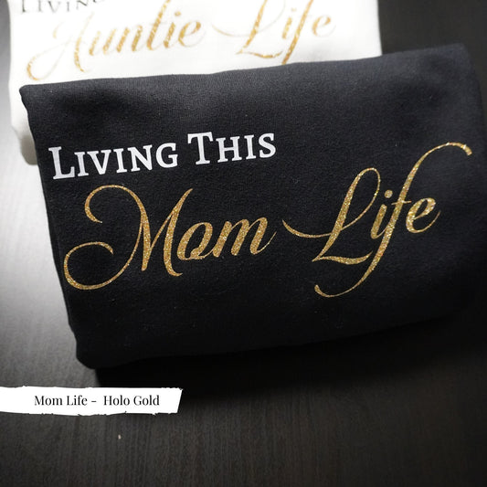 Chic Mom Sweatshirt - Comfy & Stylish Motherhood Statement Top with Gold Glitter Text