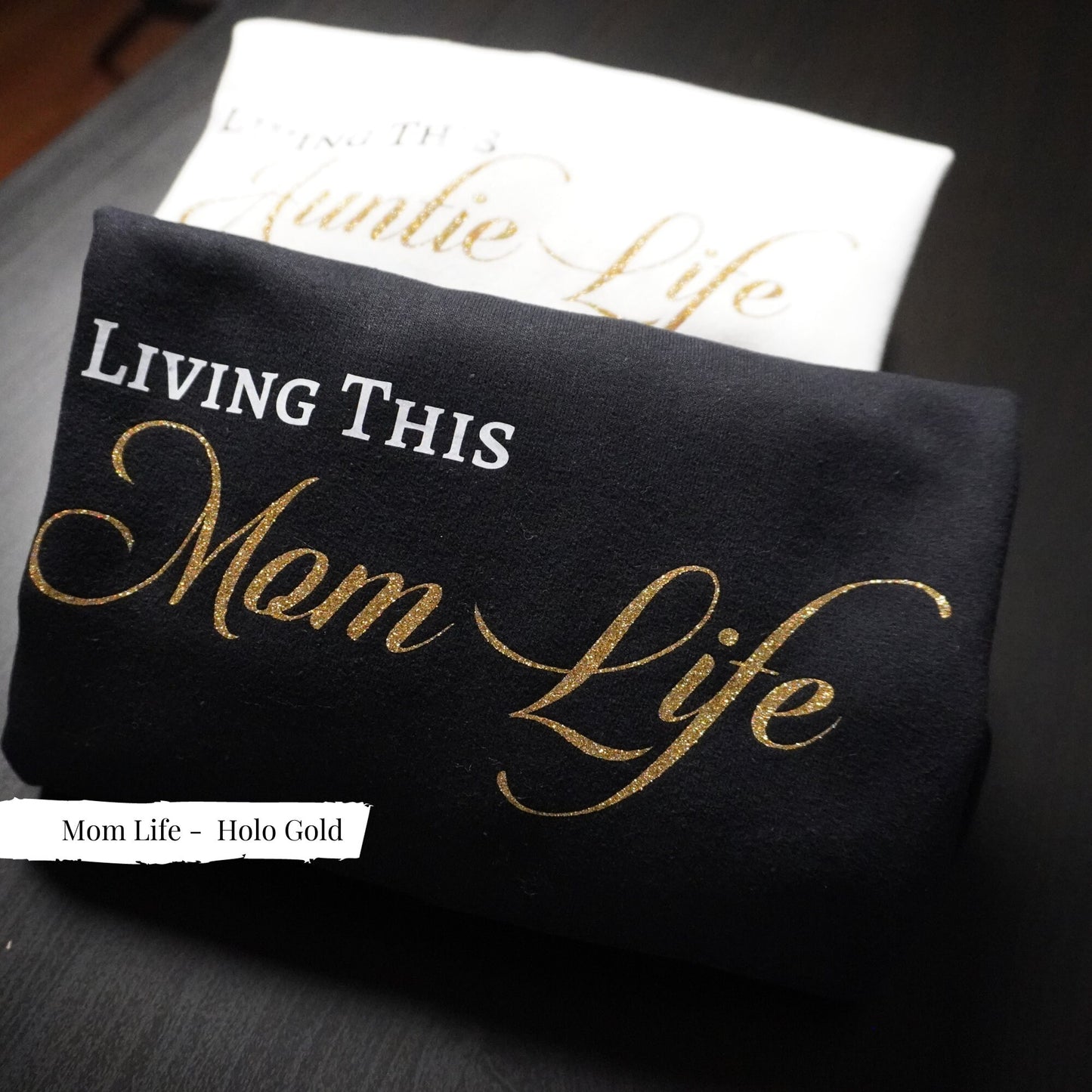 Chic Mom Sweatshirt - Comfy & Stylish Motherhood Statement Top with Gold Glitter Text