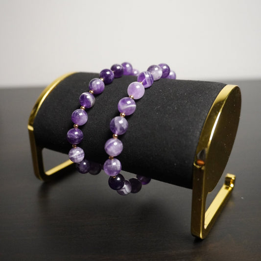 Amethyst Beaded Bracelet Set: Matching Mother Daughter Jewelry