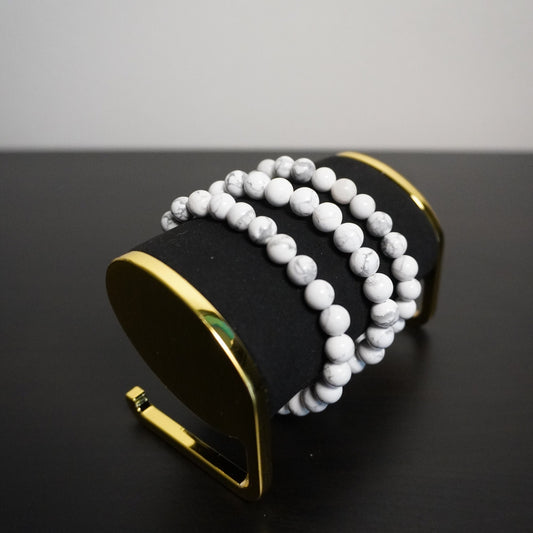 Howlite Beaded Bracelet - Elegant Handcrafted Gemstone Jewelry for Boho Style & Personal Gifts - Handmade Accessory