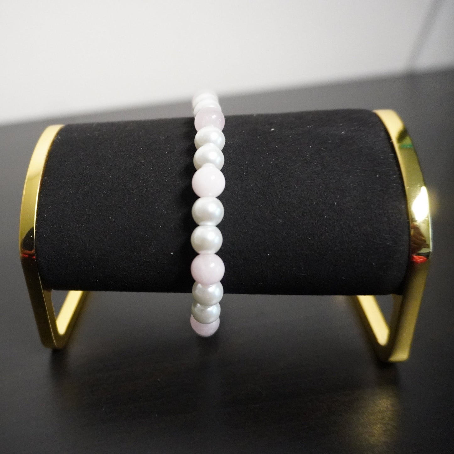 Handcrafted Pearl & Rose Quartz Bracelet: Feminine Beaded Jewelry