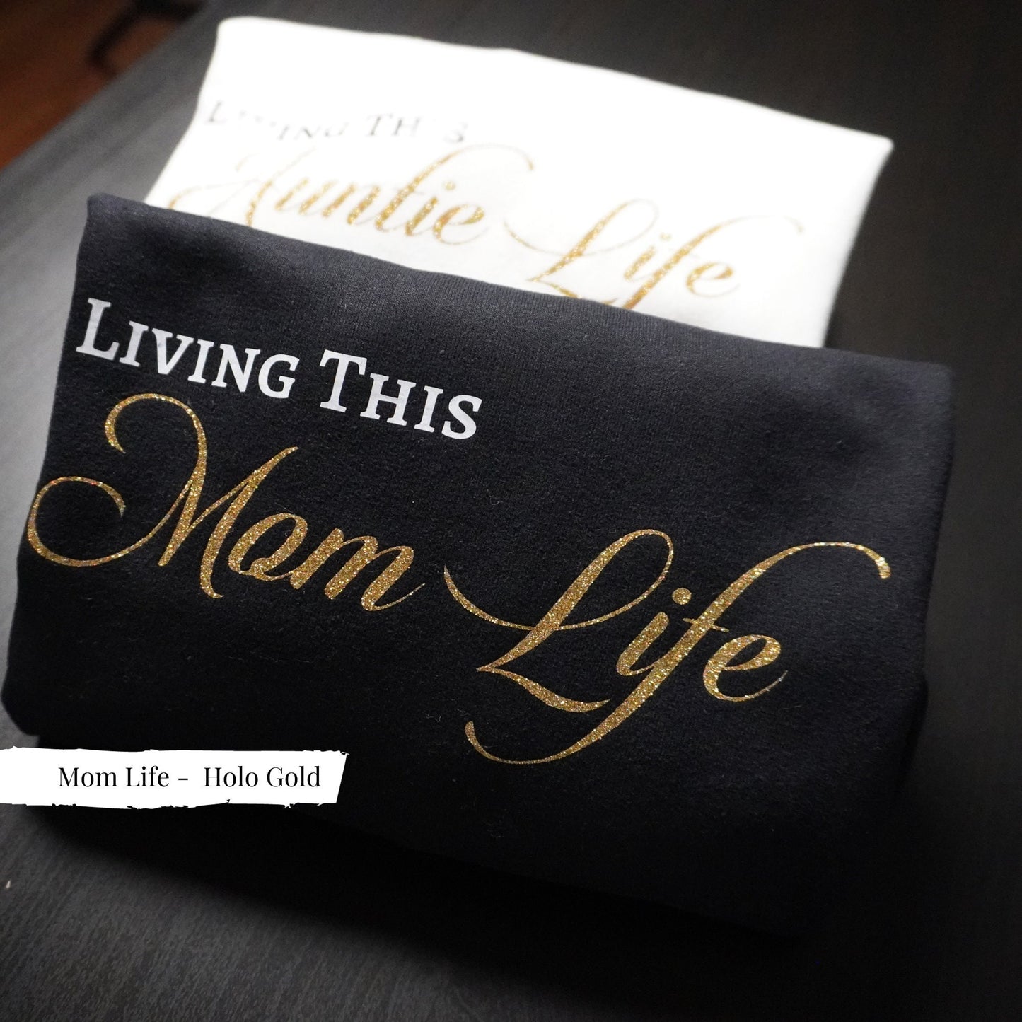 Fashionable Auntie - Chic Auntie Life Sweatshirt - Cozy Glitter Gold Lettering - Trendy Aunt Gift