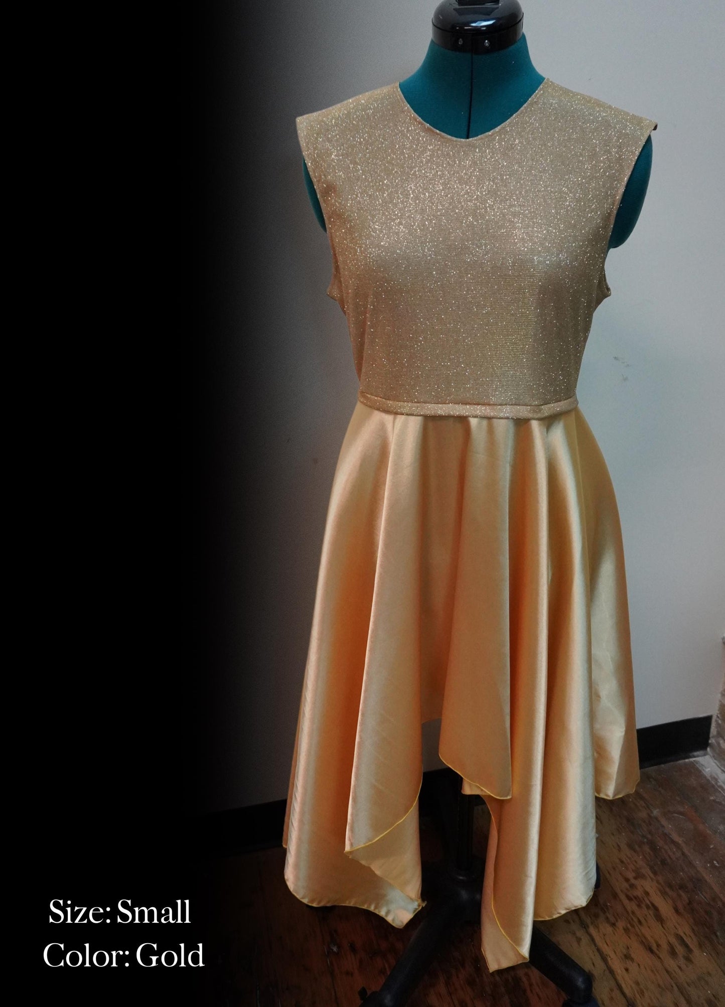 Glitter Liturgical Dance Tunic: Flowing Handkerchief Hem, Custom Colors (Adult 2XS - L)