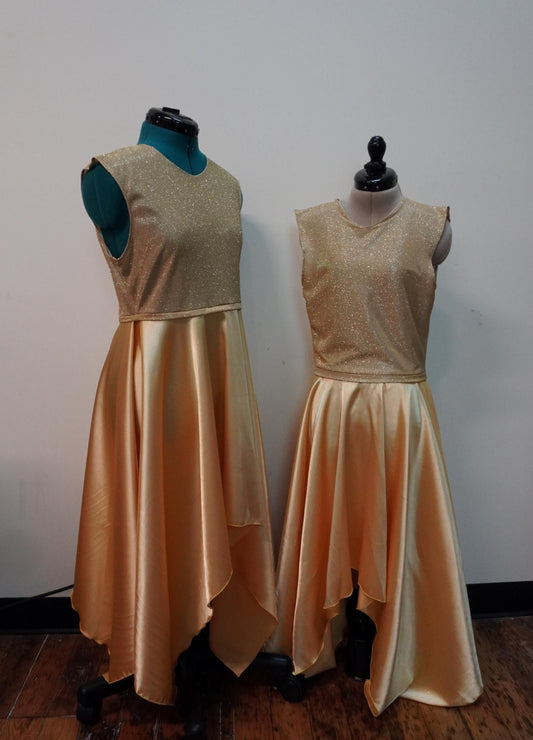 Youth Glitter Liturgical Dance Tunic: Flowing Handkerchief Hem, Worship Praise Dancewear