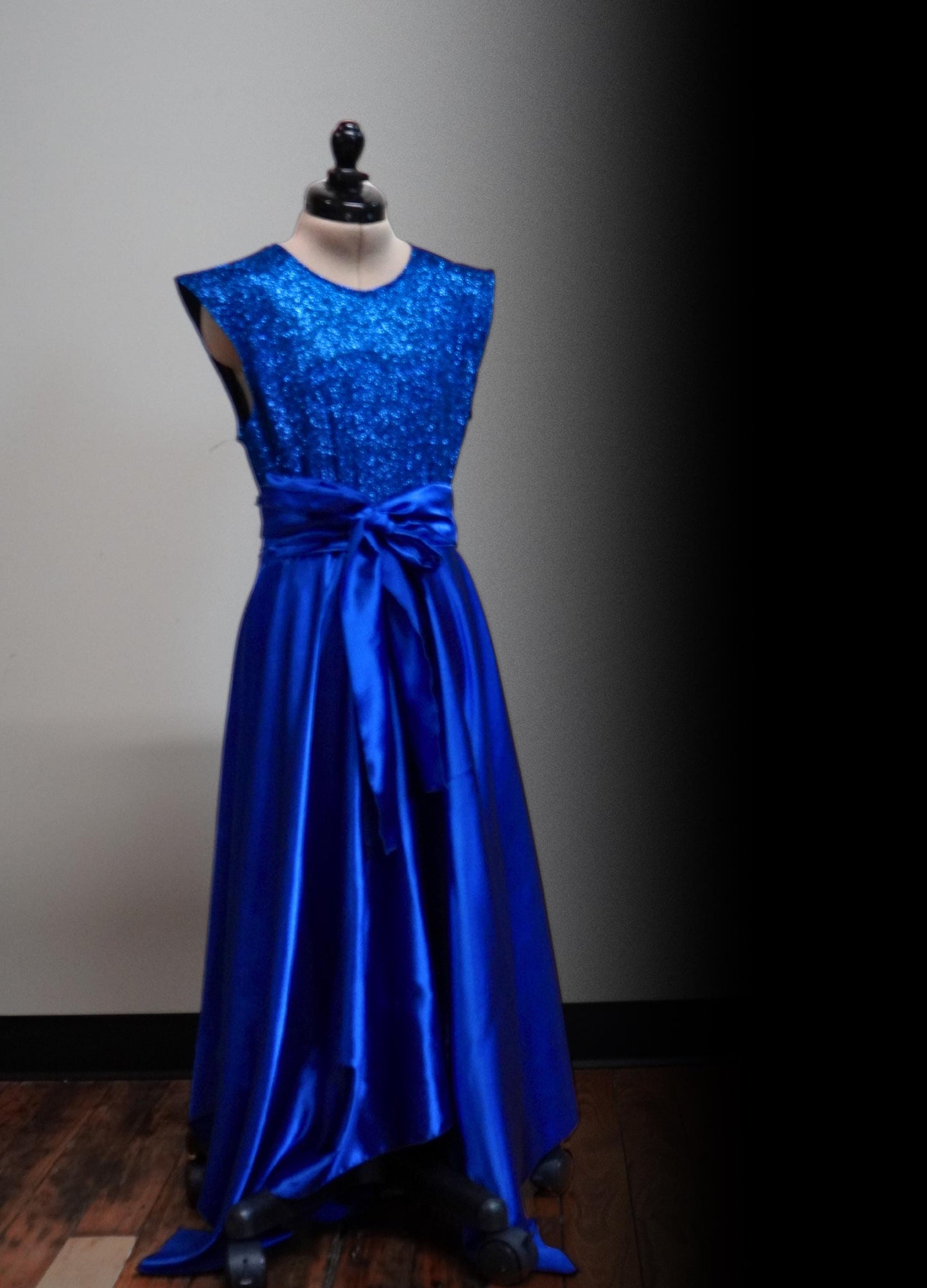 Glitter Belted Liturgical Dance Tunic: Flowing Handkerchief Hem, Worship Praise Dancewear (Youth 6 - 12)