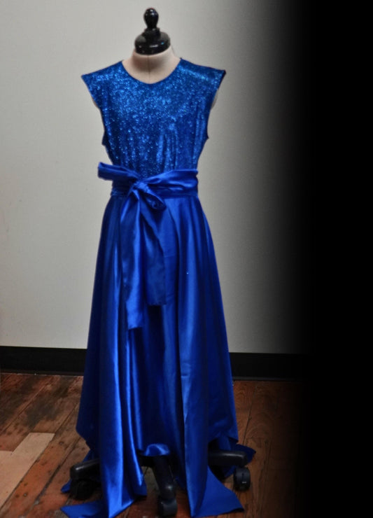 Glitter Belted Liturgical Dance Tunic: Flowing Handkerchief Hem, Worship Praise Dancewear (Youth 6 - 12)